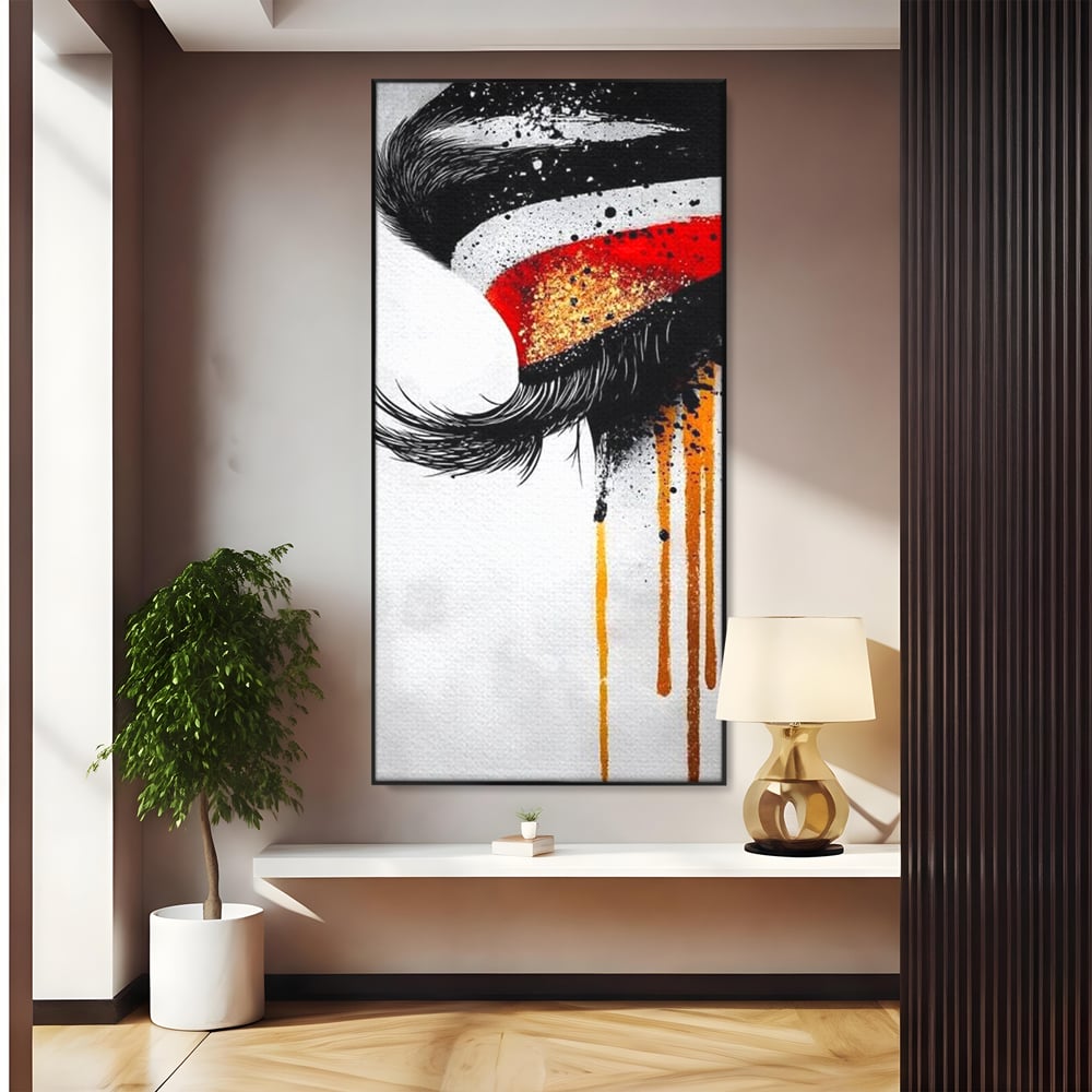 Tablou canvas cu tablou canvas cu ochi stilizat, in rama de aluminiu negru